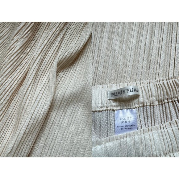 Issey Miyake Pleats please beige dress set top skirt 2 piece - Picture 3 of 10